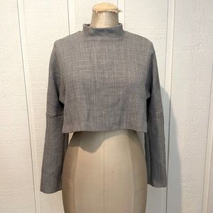 Grey High Neck Crop Top